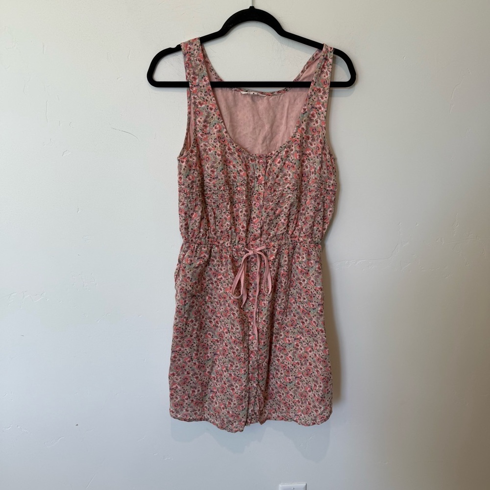 Lucky Brand Floral Pink Sleeveless Mini Dress Womens Size Medium Girly Beachy